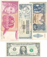 9db-os vegyes magyar és külföldi bankjegy tétel, közte gyenge minőségűek laminált tokban T:vegyes