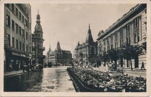 Kolozsvár, Horthy Miklós út, üzletek / street, shops, automobile (EB)