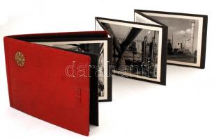 cca 1950-1960 Építkezések Sztálivárosban (Dunaújváros), leporelló 15 képpel, 12x9 cm