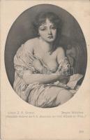 Junges Mädchen / Erotic art postcard s: Jean-Baptiste Greuze