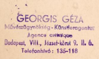 cca 1930-1940 Szerelem, Georgis Géza Művészügynökség, pecséttel jelzett, egyik sarka foltos, 17x23 c...