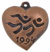 Várhelyi György (1942-) 1994. "Fortuna Szív" szív alakú Br emlékérem füllel (39x36mm) T:2