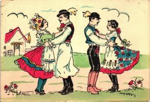 Csárdás, magyar néptánc / Hungarian folk dance, artist signed (fl)