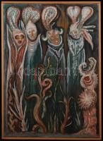 Solymári Walkó László (1909-1984): Alakok. Olaj, vászon, jelzett, keretben, 70×50 cm