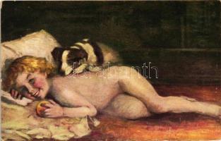 15 db RÉGI főleg használatlan motívumlap pár lithoval; állat, több kutya / 15 old mostly unused moti...