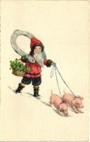 6 db főleg RÉGI motívumlap pár litho és egy silkcard; üdvözlő, karácsony, mikulás / 6 mostly old mot...