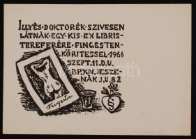 Selyei Andor: Illyés Doktor ex libris. Klisé, papír, jelzés nélkül, 15x10 cm