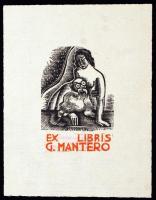 Armando Baldinelli: Ex libris G. Mantero. Klisé, papír, jelzés nélkül, 10x13 cm