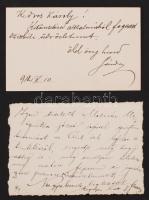 cca 1910 6 db névjegykártya, benne odrorvazi lovag Sypnienski György ezredparancsnoké, több aláírva