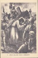 Márton Lajos: A keresztút 14 darabos képeslapfüzet; a Kalazantinus rendház kiadása / The Golgotha - ...