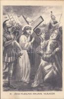 Márton Lajos: A keresztút 14 darabos képeslapfüzet; a Kalazantinus rendház kiadása / The Golgotha - ...