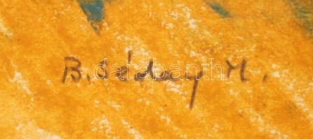 B. Séday Mária (1925-): Enteriőr. Pasztell, papír, jelzett, üvegezett keretben, 21×15 cm