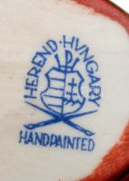 Herendi pikkelymintás porcelán vörös-arany kínai halacska, kézzel festett, jelzett, hibátlan, m: 8 c...