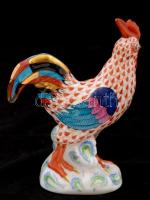 Herendi pikkelymintás porcelán kakas, kézzel festett, jelzett, apró kopásnyomokkal, m: 14,5 cm