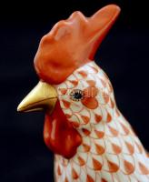 Herendi pikkelymintás porcelán kakas, kézzel festett, jelzett, apró kopásnyomokkal, m: 14,5 cm
