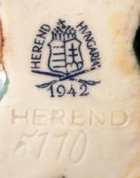 Herendi porcelán színes madár, kézzel festett, jelzett (koronás), hibátlan, m: 7,5 cm