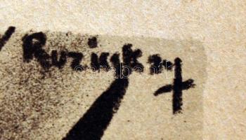 Ruzicskay György (1896-1993): Káosz. Algrafia, papír, jelzett az algrafián, 24×18 cm