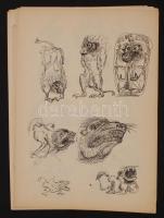 Bors István (1938-2003): Vázlatok. Vegyes technika, papír, jelzett, 10 db, 30x21 cm