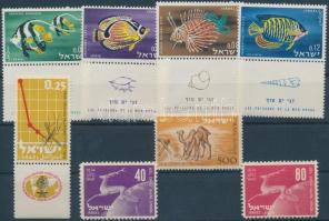 8 db bélyeg, közte teljes sor, tabos, féltabos és tab nélküli bélyegek, 8 stamps with sets, with tab and half tab and without tab