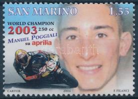 Road Racing World Championship winner (Manuel Poggiali) stamp, Gyorsasági motor VB győztese (Manuel Poggiali) bélyeg