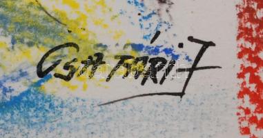 Csatári jelzéssel: Gondolkodó nő, pasztell, papír, paszpartuban, üvegezett fa keretben, 34×24 cm