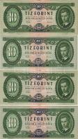 1957. 10Ft (4x) T:II+ Csak egyszer hajtott!