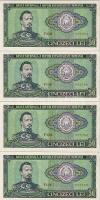 Románia 1966. 50L (4x) egymásutáni sorszámokkal, azonos lemezhibával! T:I