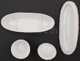 2 db virágmintás halvány rózsaszín porcelán piperetartó, egyiken hajszálrepedéssel, másikon lepattan...