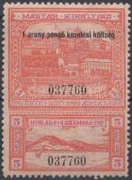 1932 1 arany pengő kezelési költség bélyeg fekvő vízjellel