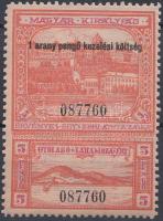 1932 1 arany pengő kezelési költség bélyeg fekvő vízjellel