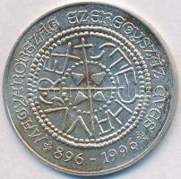 1996. "Magyarország 1100 éves" Ag emlékérem (5.94g/0.835/27mm) T:1-,2 patina
