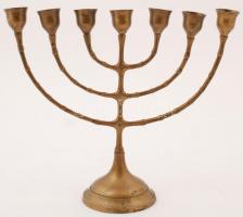 Réz menora, jelzés nélkül, 25x28cm / Brass menorah