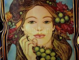 Faragó Miklós (1947- ): A négy évszak III.: Ősz, Hollóházi porcelán váza, kézzel festett, aranyozott...