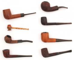 8 db fából készült pipa(St.Claude France, Bruyére, Real Briar, Matt Svendborg, Silver Match, stb.)