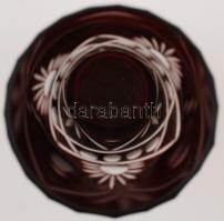 Kétrétegű üveg váza, apró lepattanással a száján, 17cm