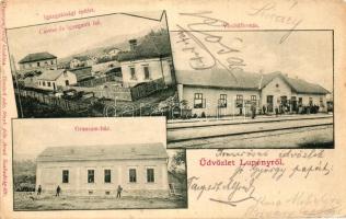 Lupény, Grausam-ház, vasútállomás, bányaigazgatóság, casino; Grausam József kiadása / Grausam house, railway station, mine office and casino (EK)