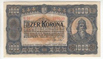 1923. 1000K "Magyar Pénzjegynyomda Rt. Budapest" T:III