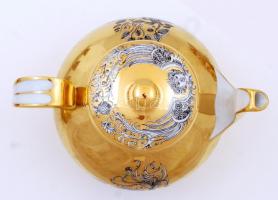 Szász Endre által tervezett Hollóházi porcelán teás készlet: 6 db csésze, d: 10 cm, m: 8,5 cm + alj,...