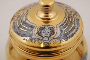 Szász Endre által tervezett Hollóházi porcelán teás készlet: 6 db csésze, d: 10 cm, m: 8,5 cm + alj,...