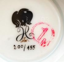 Szász Endre által tervezett Hollóházi porcelán teás készlet: 6 db csésze, d: 10 cm, m: 8,5 cm + alj,...