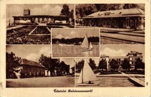 4 db RÉGI magyar balatoni városképes lap; Tihany, Siófok, Balatonszemes / 4 old Hungarian town-view ...