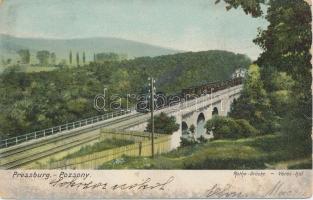 Pozsony, Vörös vasúti híd, mozdony / railway bridge, locomotive (EB)