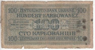 Ukrajna/Német megszállás 1942. 100K T:III- foltos
Ukraine/German occupation 1942. 100 Karbowanez C:V...