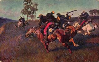 10 db RÉGI katonai témájú művészlapok, pinx. Thorma, Benczúr, Tornai, Koroknyai, Wagner, Juszkó, Rév...