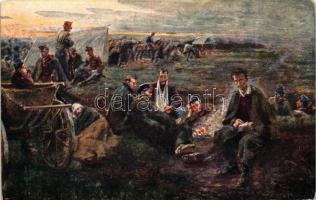 10 db RÉGI katonai témájú művészlapok, pinx. Thorma, Benczúr, Tornai, Koroknyai, Wagner, Juszkó, Rév...