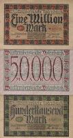 Német Birodalom/Württemberg 1923. 50.000M, 100.000M, 1000.000M T:II
