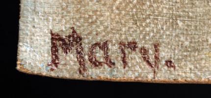 Mary jelzéssel: Rózsás csendélet. Olaj, vászon, 26×15 cm