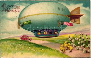 Easter, airship, automobile, Amag 2742, litho