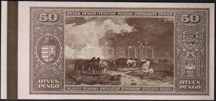 1945. 50P bal ívszéllel, rajta széles barna színpróba, csak hátoldali nyomat! T:I