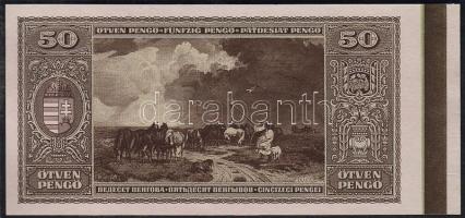 1945. 50P jobb ívszéllel, rajta széles barna színpróba, csak hátoldali nyomat! T:I